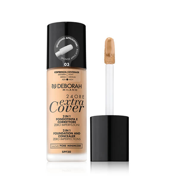 Deborah 24ore Extra Cover 2u1 tekući puder SPF20 03 sand